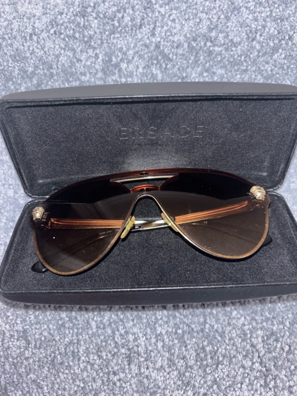 Versace Gold-Tone & Brown Gradient Aviator Sunglasses used